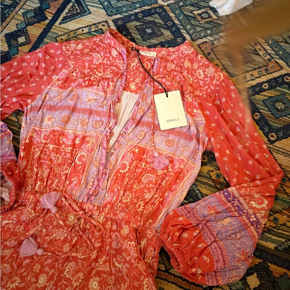 NWT SPELL AND THE GYPSY SUNSHINE BANDIT ROMPER - CAYENNE SIZE SMALL - Picture 3 of 6